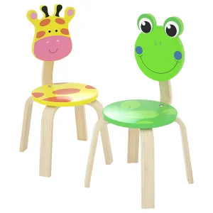 2 PCS Animal Giraffe & Frog Wooden Kids Cute Chair Sets