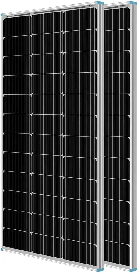 2PCS 100 Watt Solar Panels, 12 Volt Monocrystalline, High-Efficiency Module PV Power Charger for RV Battery Boat and Other Off-Grid Applications