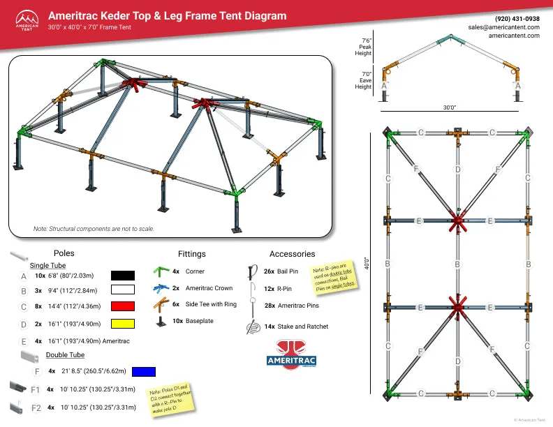 30x40 Ameritrac Series Keder Tent