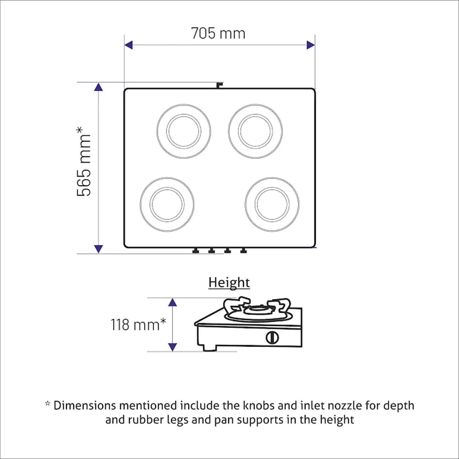 4 Burner Glass Gas Stove with High Flame Brass Burner - Manual/Auto Ignition (1048GT)