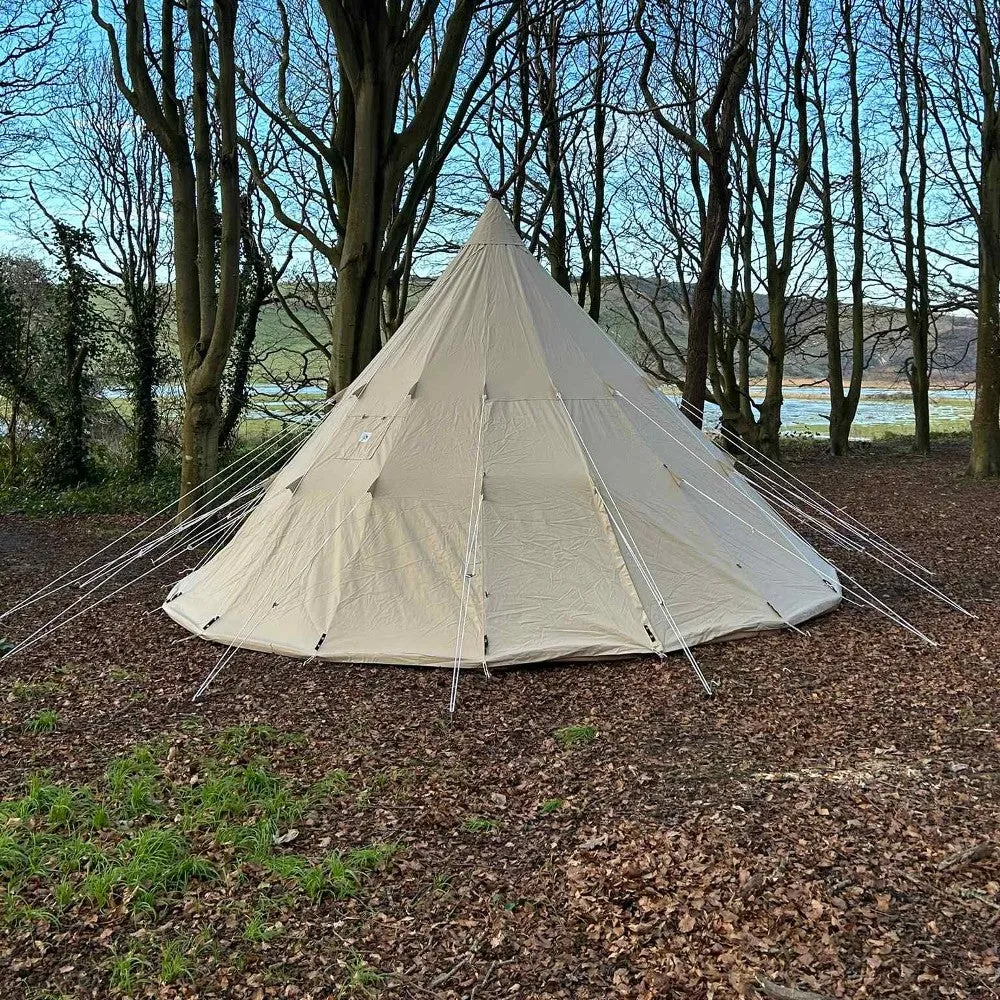 6m Tipi Tent Fireproof With Stove Hole & Flap