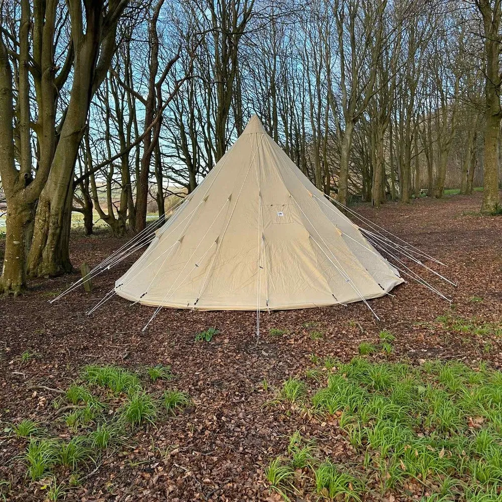 6m Tipi Tent Fireproof With Stove Hole & Flap