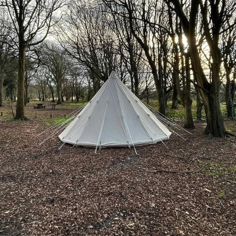 6m Tipi Tent Fireproof With Stove Hole & Flap