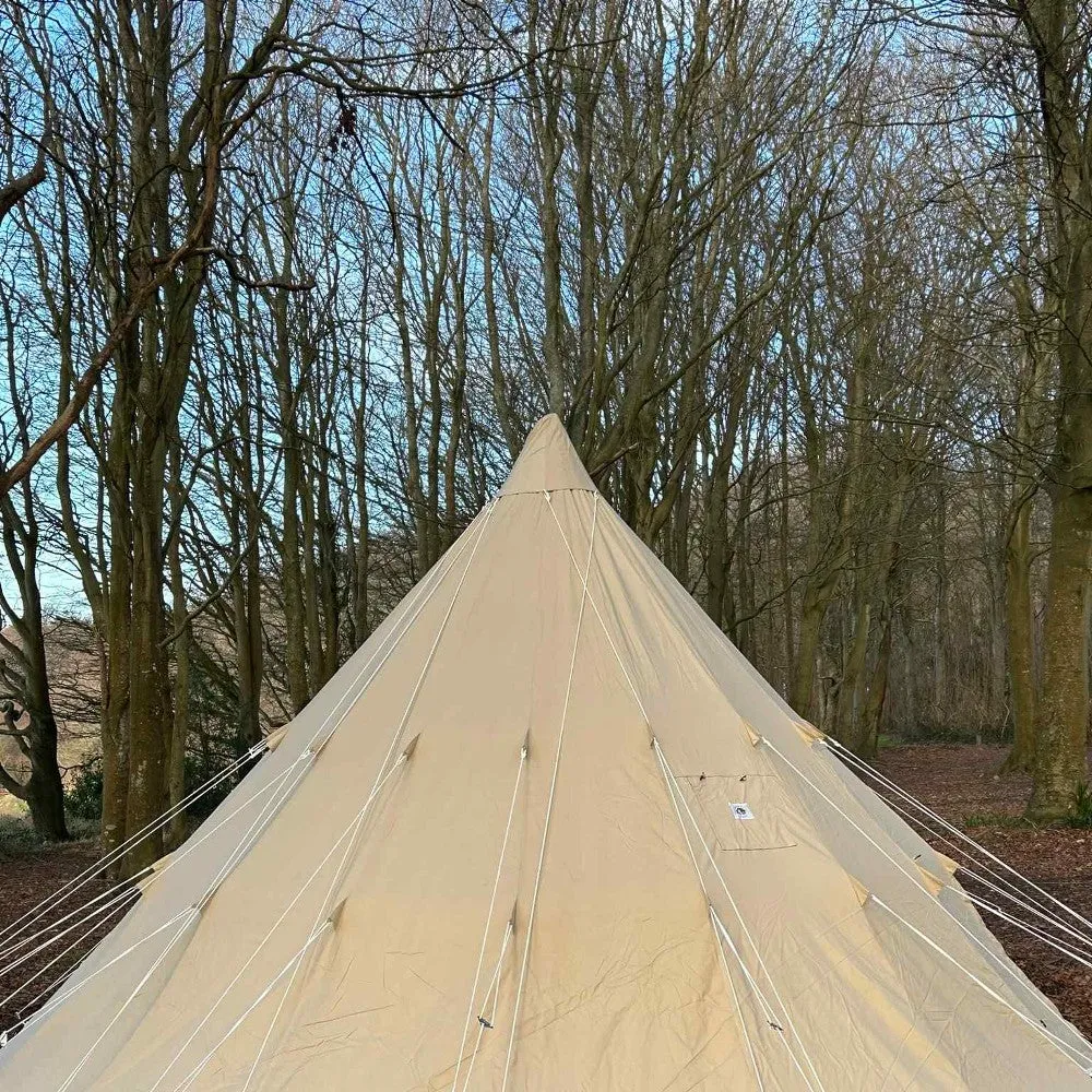 6m Tipi Tent Fireproof With Stove Hole & Flap