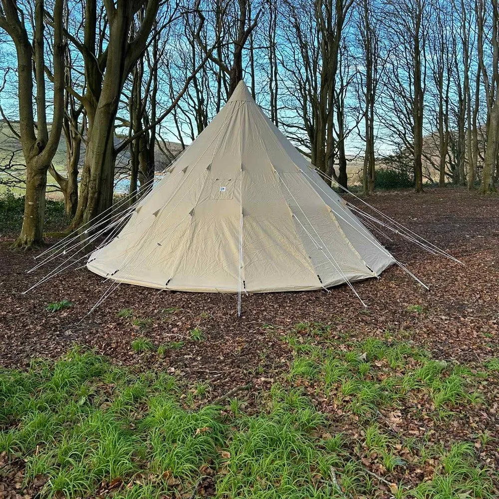 6m Tipi Tent Fireproof With Stove Hole & Flap