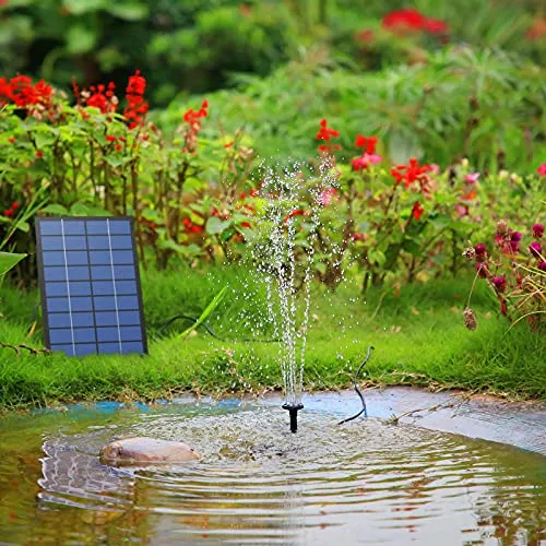 AISITIN 2.5W Solar Fountain Pump, DIY Outdoor Solar Water Fountain Pump with 6 Nozzles and 4ft Water Pipe, Solar Powered Pump for Bird Bath, Ponds, Garden and Fish Tank Garden, Pond