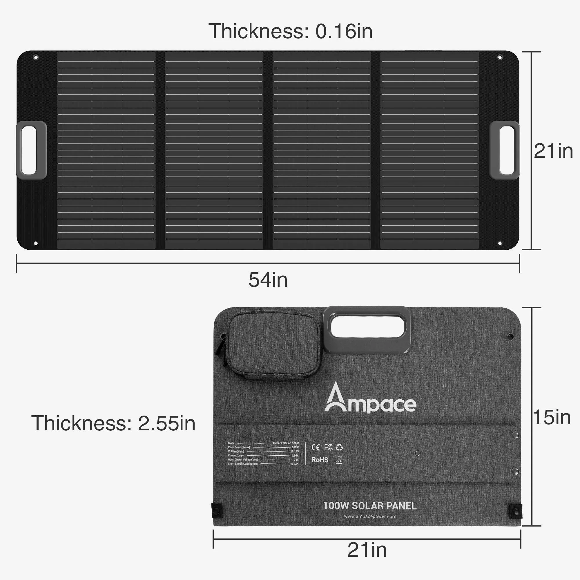 Ampace 100W Solar Panel