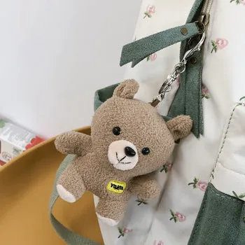 Beary Cute Kawaii Two-Tone Floral Backpack with Kawaii Charm