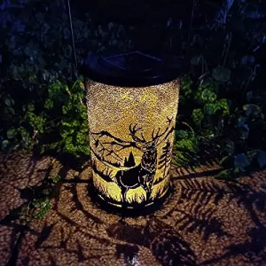 Deer Solar Lantern Outdoor Waterproof for Patio, Garden, Courtyard, Party Decorations. Hanging Solar Lights Gardening Gifts for Women.