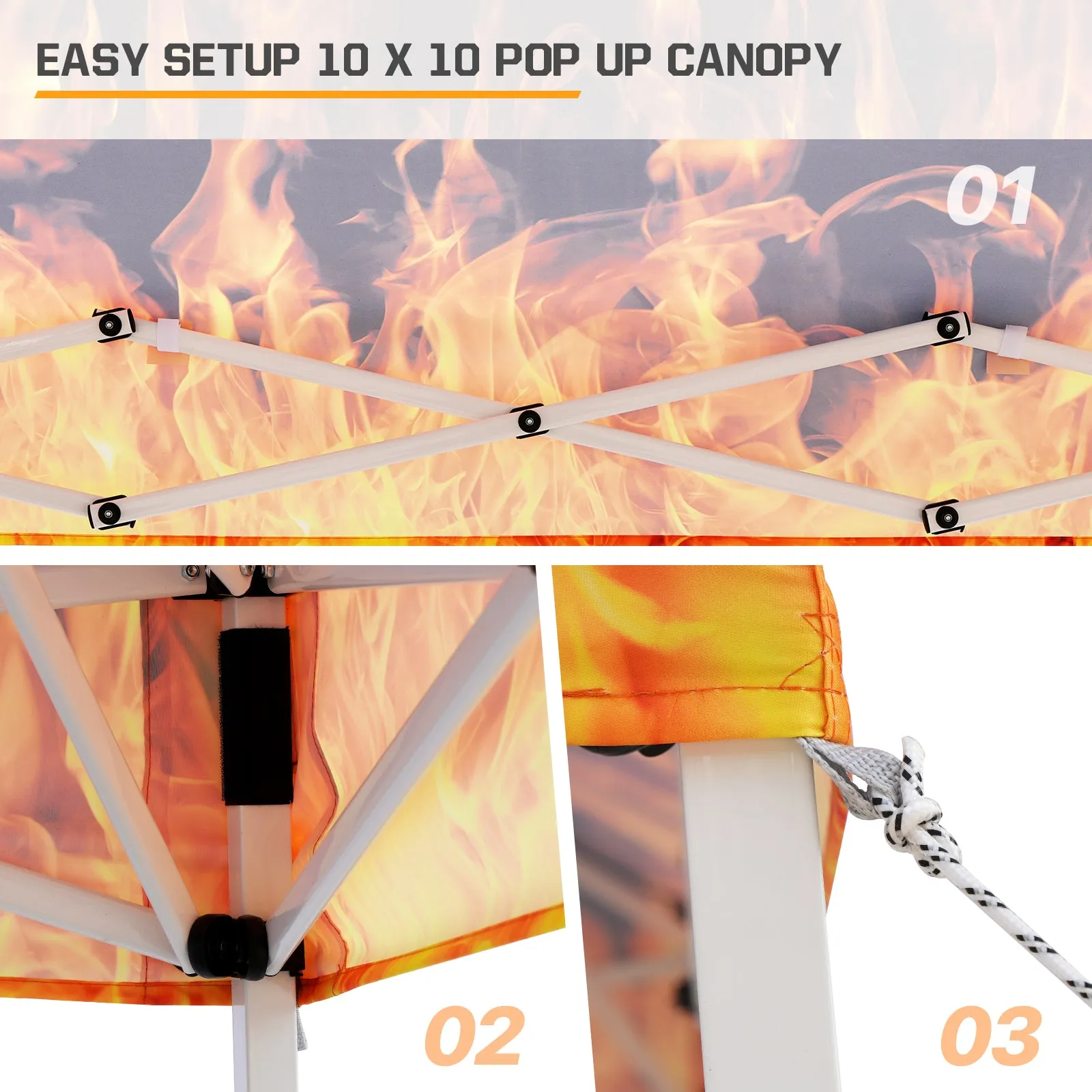 EAGLE PEAK E64 Easy Setup 10x10 Slant Leg Pop up Canopy (64 sqft of Shade)