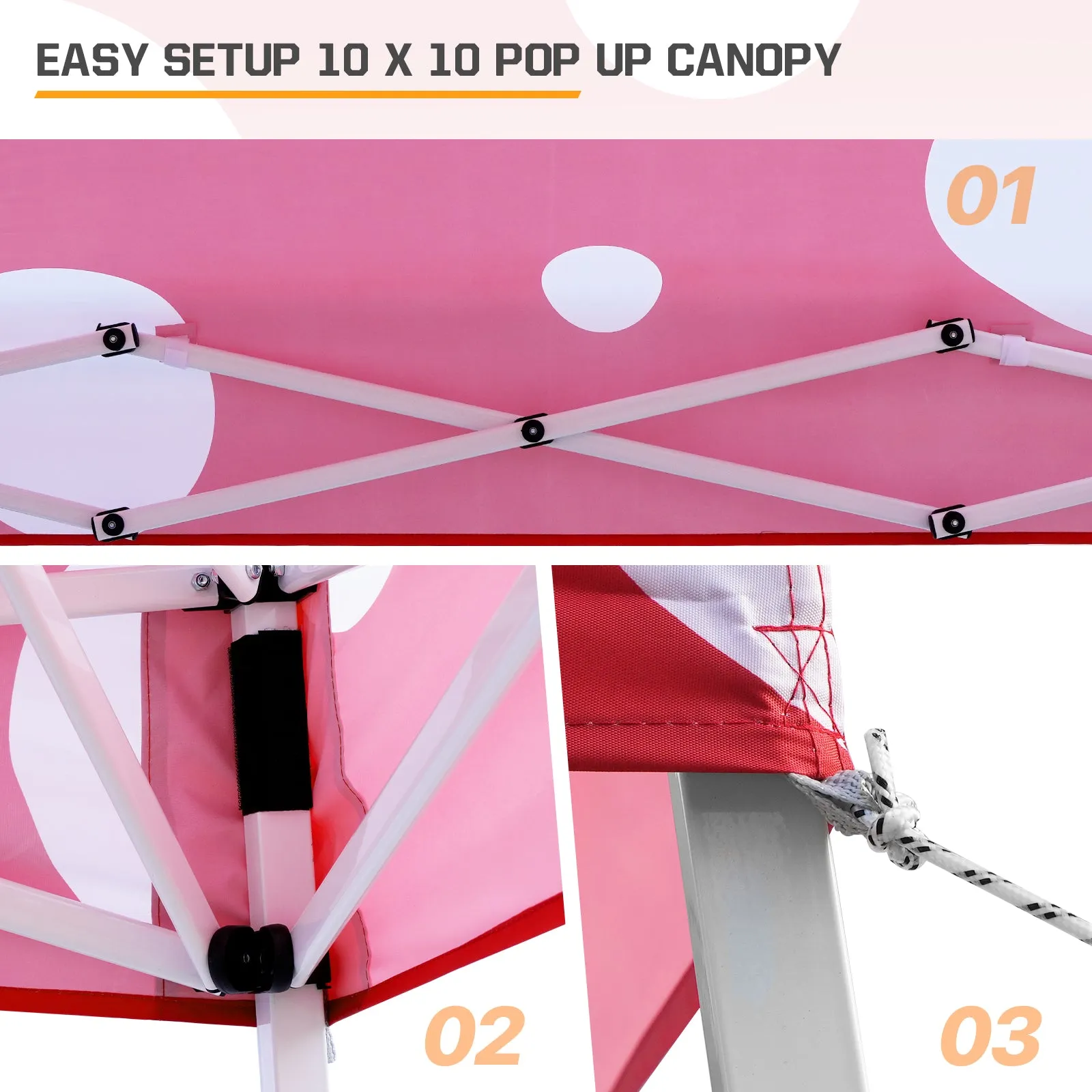 EAGLE PEAK E64 Easy Setup 10x10 Slant Leg Pop up Canopy (64 sqft of Shade)