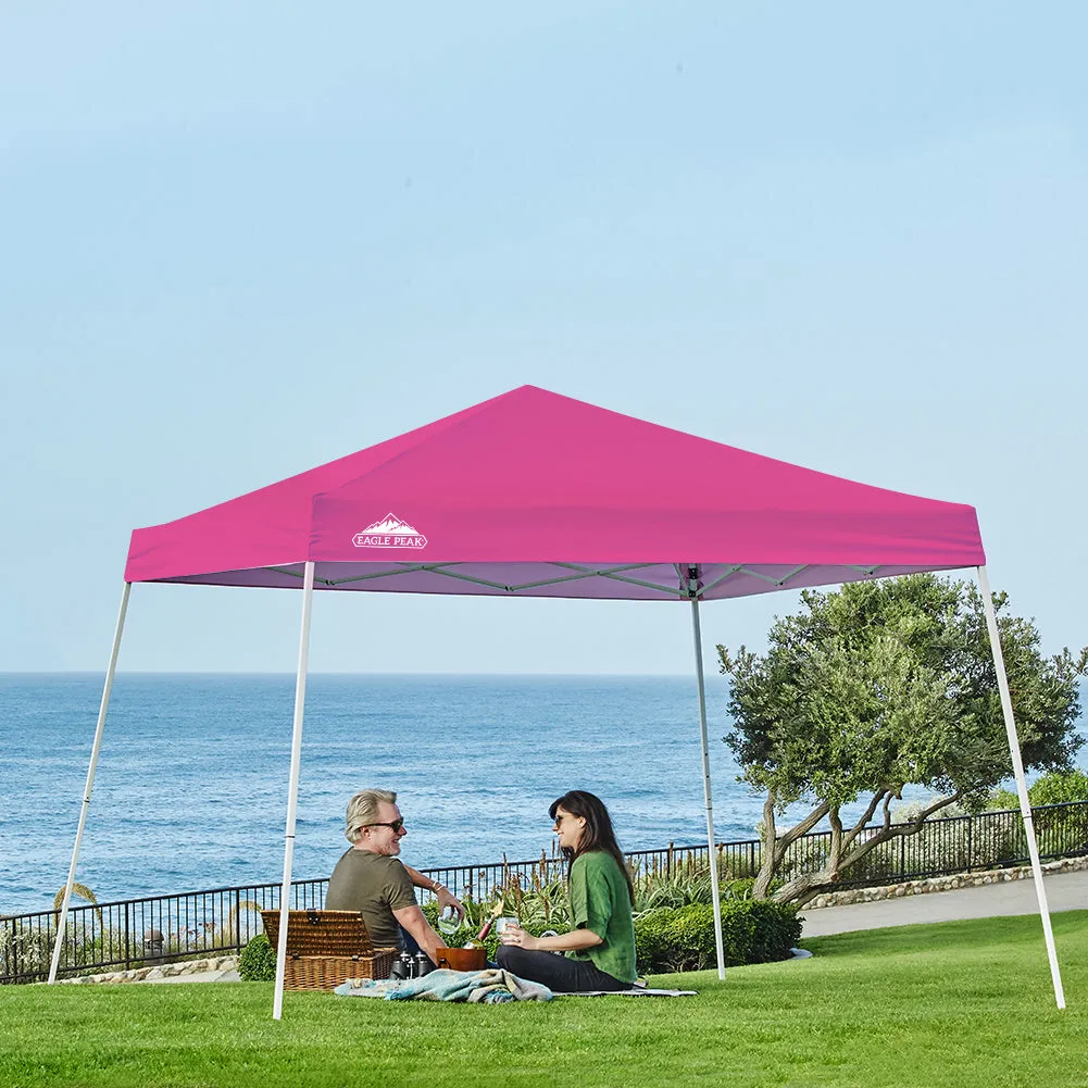 EAGLE PEAK E64 Easy Setup 10x10 Slant Leg Pop up Canopy (64 sqft of Shade)