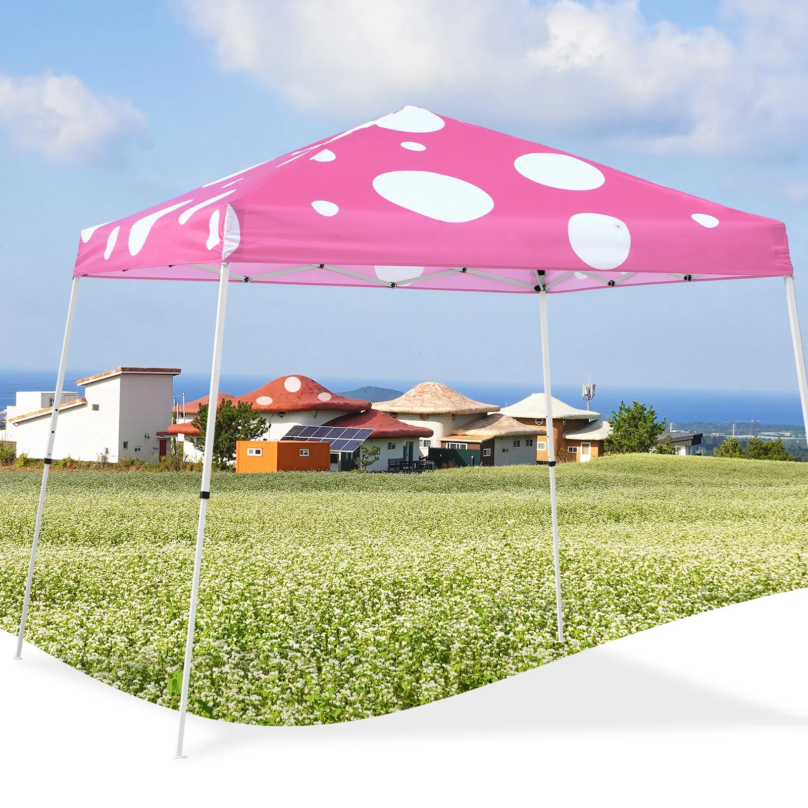 EAGLE PEAK E64 Easy Setup 10x10 Slant Leg Pop up Canopy (64 sqft of Shade)