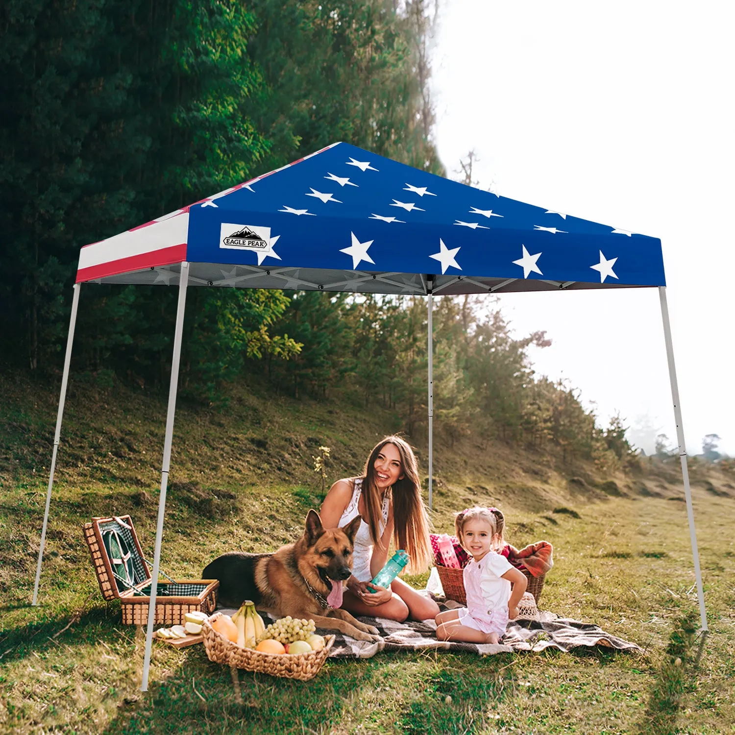 EAGLE PEAK E64 Easy Setup 10x10 Slant Leg Pop up Canopy (64 sqft of Shade)