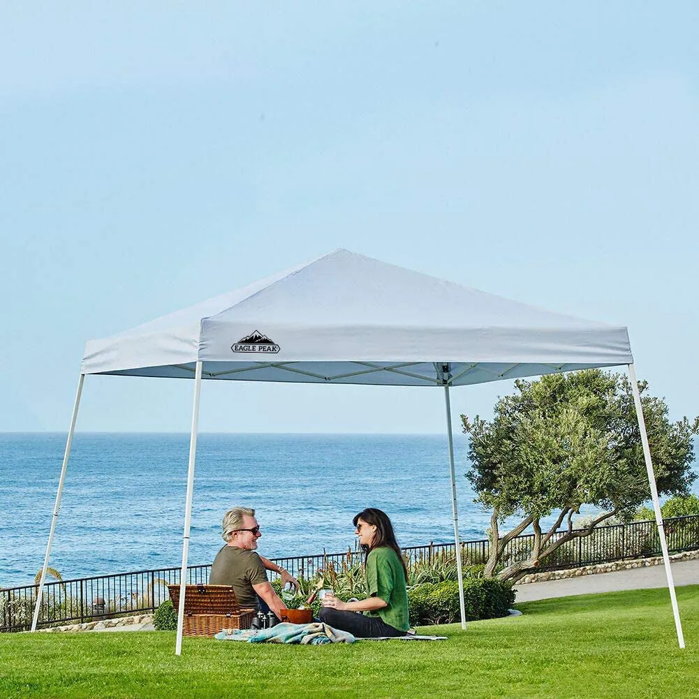 EAGLE PEAK E64 Easy Setup 10x10 Slant Leg Pop up Canopy (64 sqft of Shade)