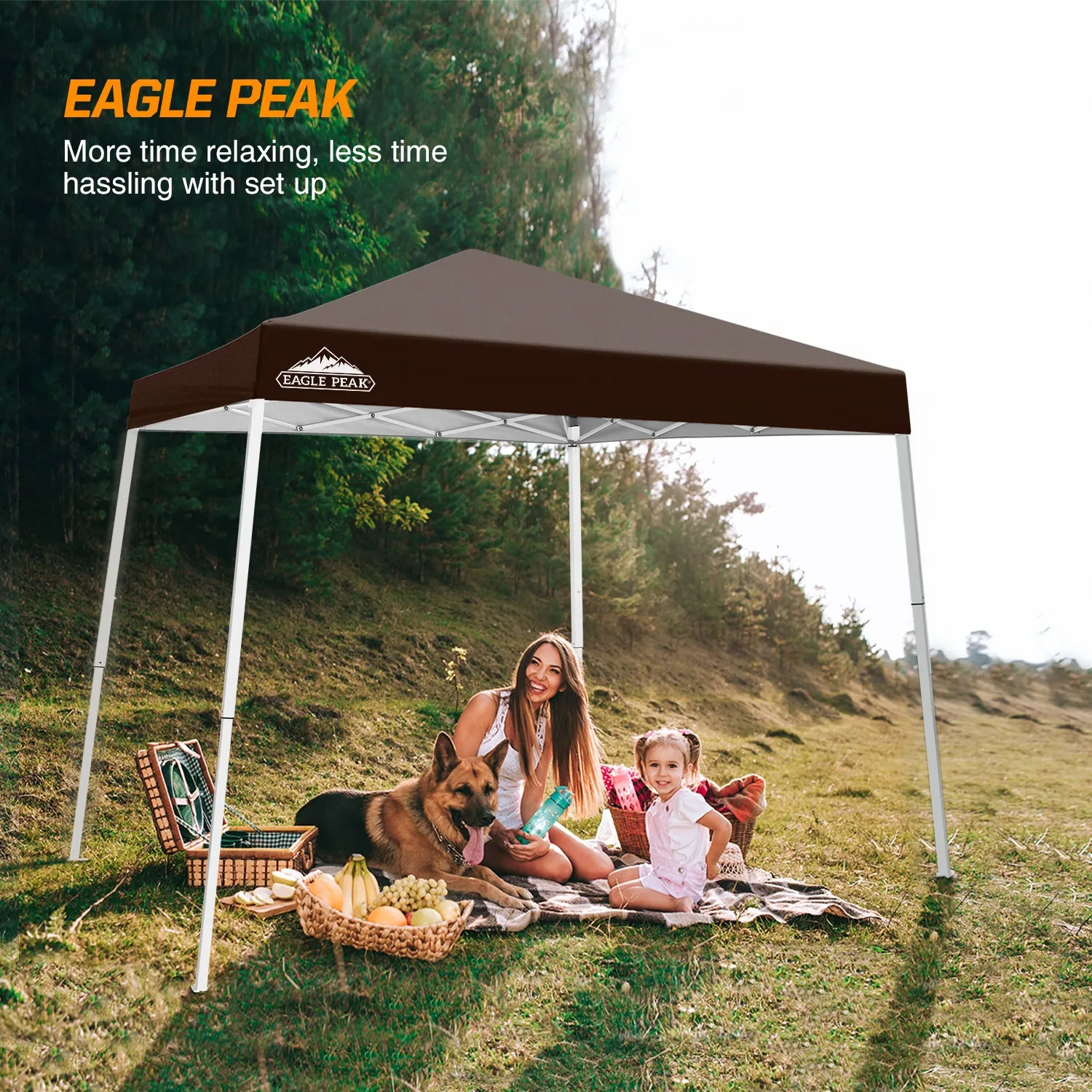 EAGLE PEAK E64 Easy Setup 10x10 Slant Leg Pop up Canopy (64 sqft of Shade)