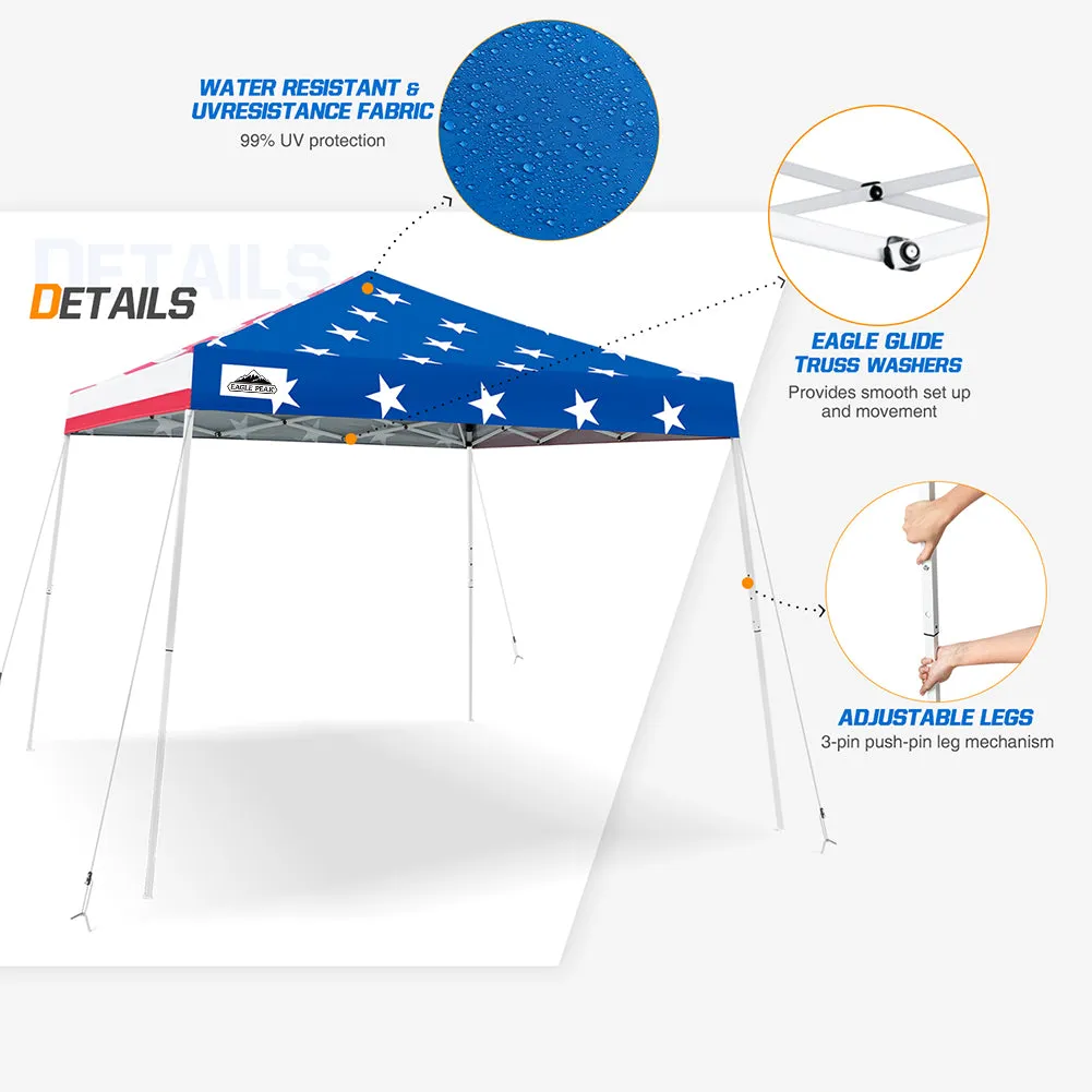 EAGLE PEAK E64 Easy Setup 10x10 Slant Leg Pop up Canopy (64 sqft of Shade)