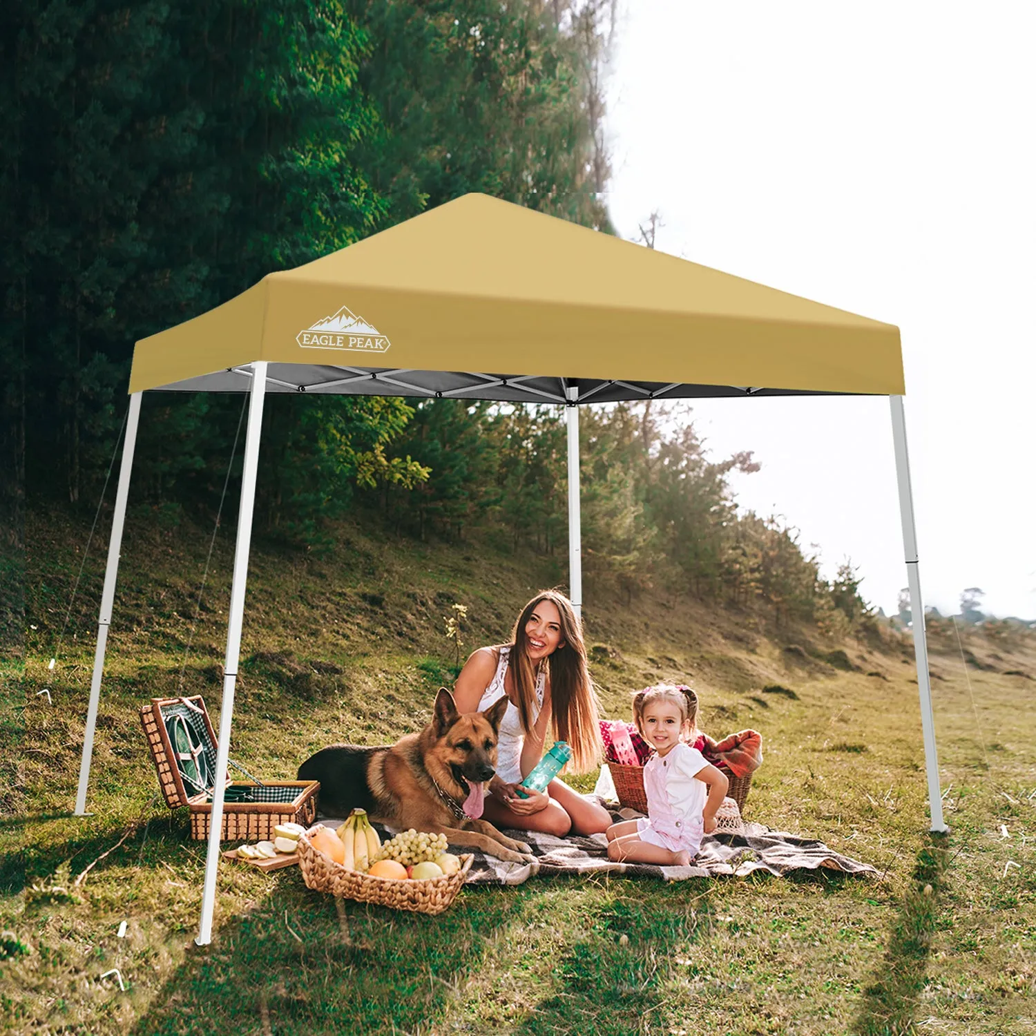 EAGLE PEAK E64 Easy Setup 10x10 Slant Leg Pop up Canopy (64 sqft of Shade)