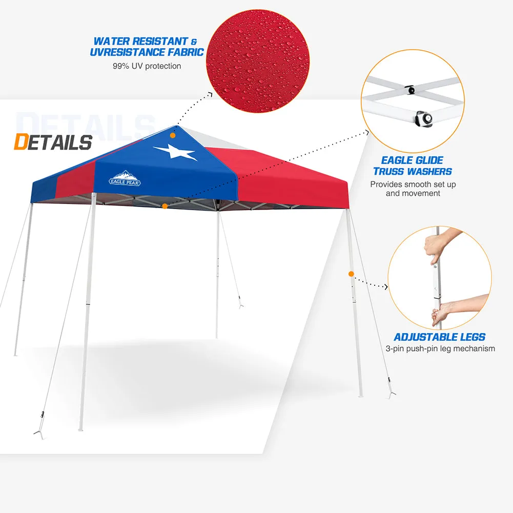 EAGLE PEAK E64 Easy Setup 10x10 Slant Leg Pop up Canopy (64 sqft of Shade)