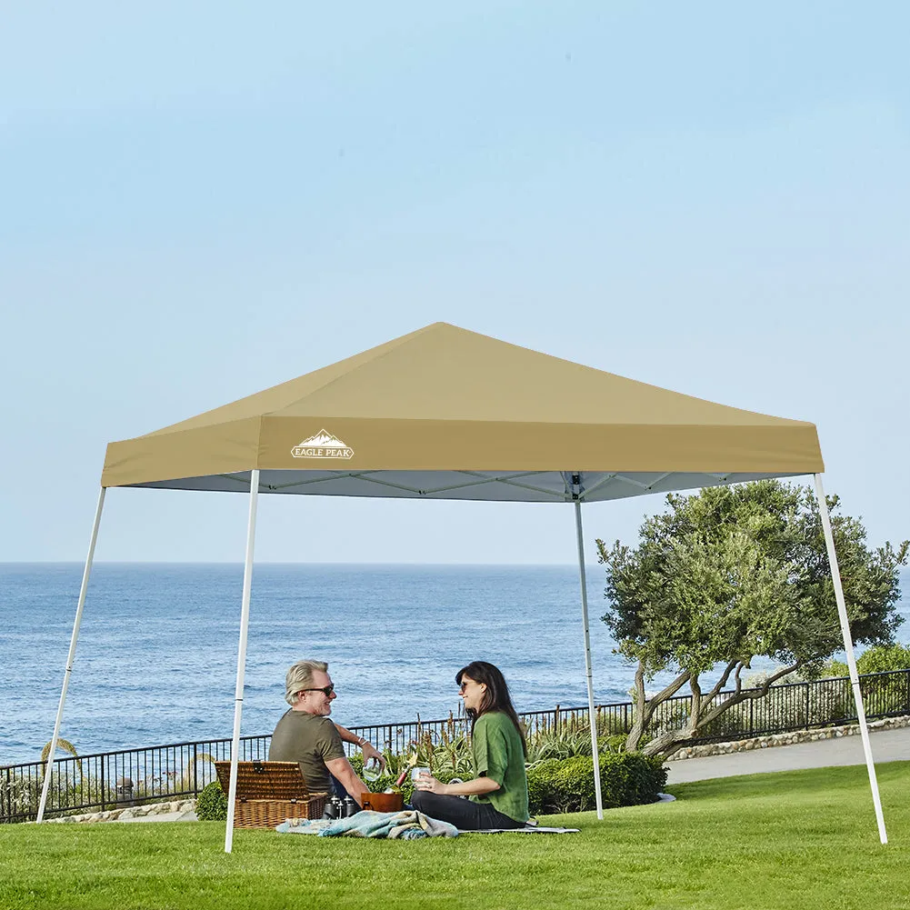 EAGLE PEAK E64 Easy Setup 10x10 Slant Leg Pop up Canopy (64 sqft of Shade)