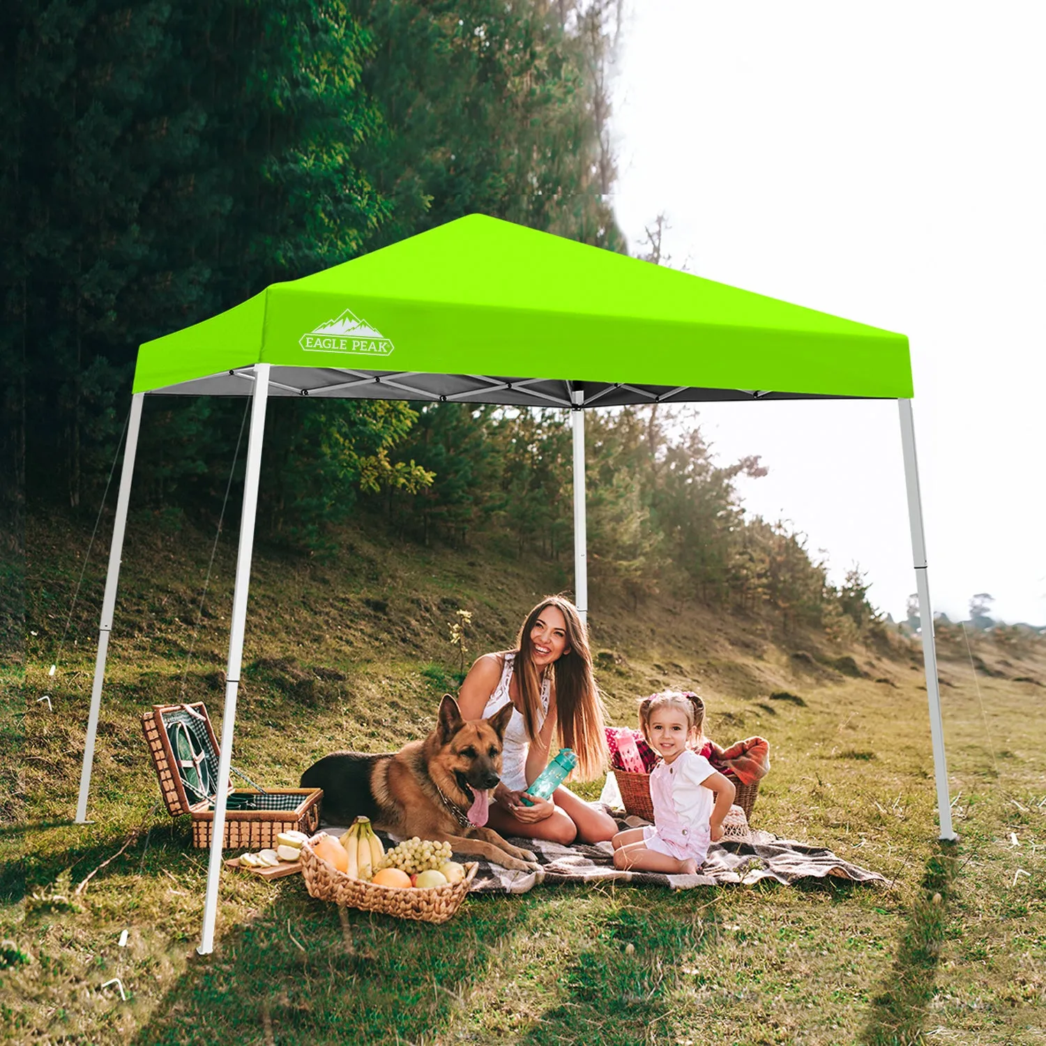 EAGLE PEAK E64 Easy Setup 10x10 Slant Leg Pop up Canopy (64 sqft of Shade)