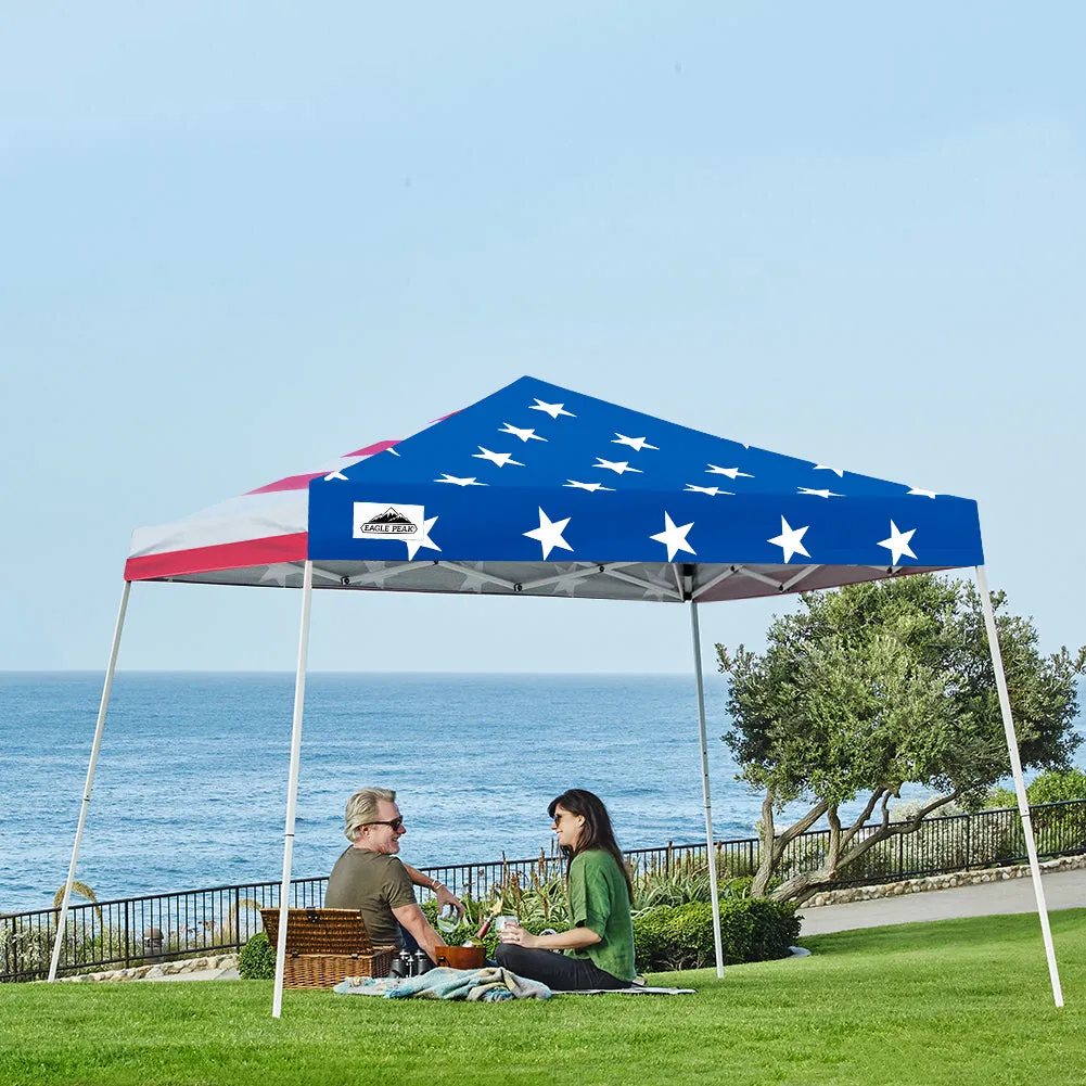 EAGLE PEAK E64 Easy Setup 10x10 Slant Leg Pop up Canopy (64 sqft of Shade)