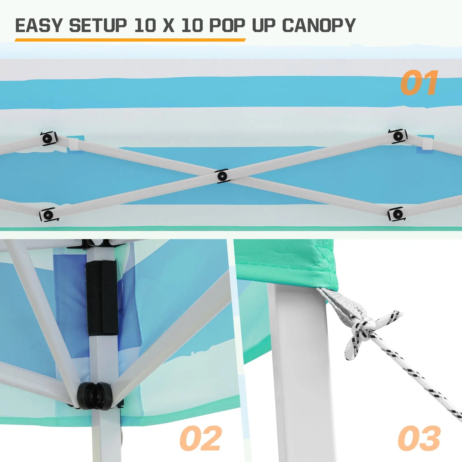 EAGLE PEAK E64 Easy Setup 10x10 Slant Leg Pop up Canopy (64 sqft of Shade)