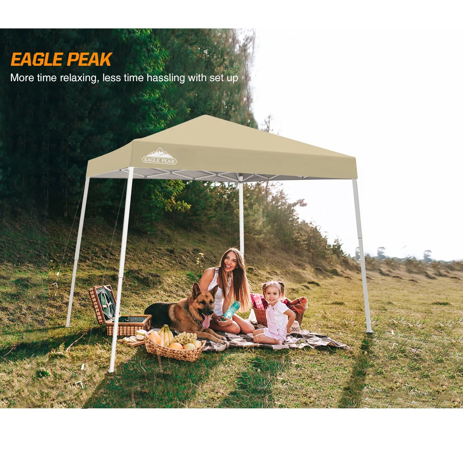 EAGLE PEAK E64 Easy Setup 10x10 Slant Leg Pop up Canopy (64 sqft of Shade)