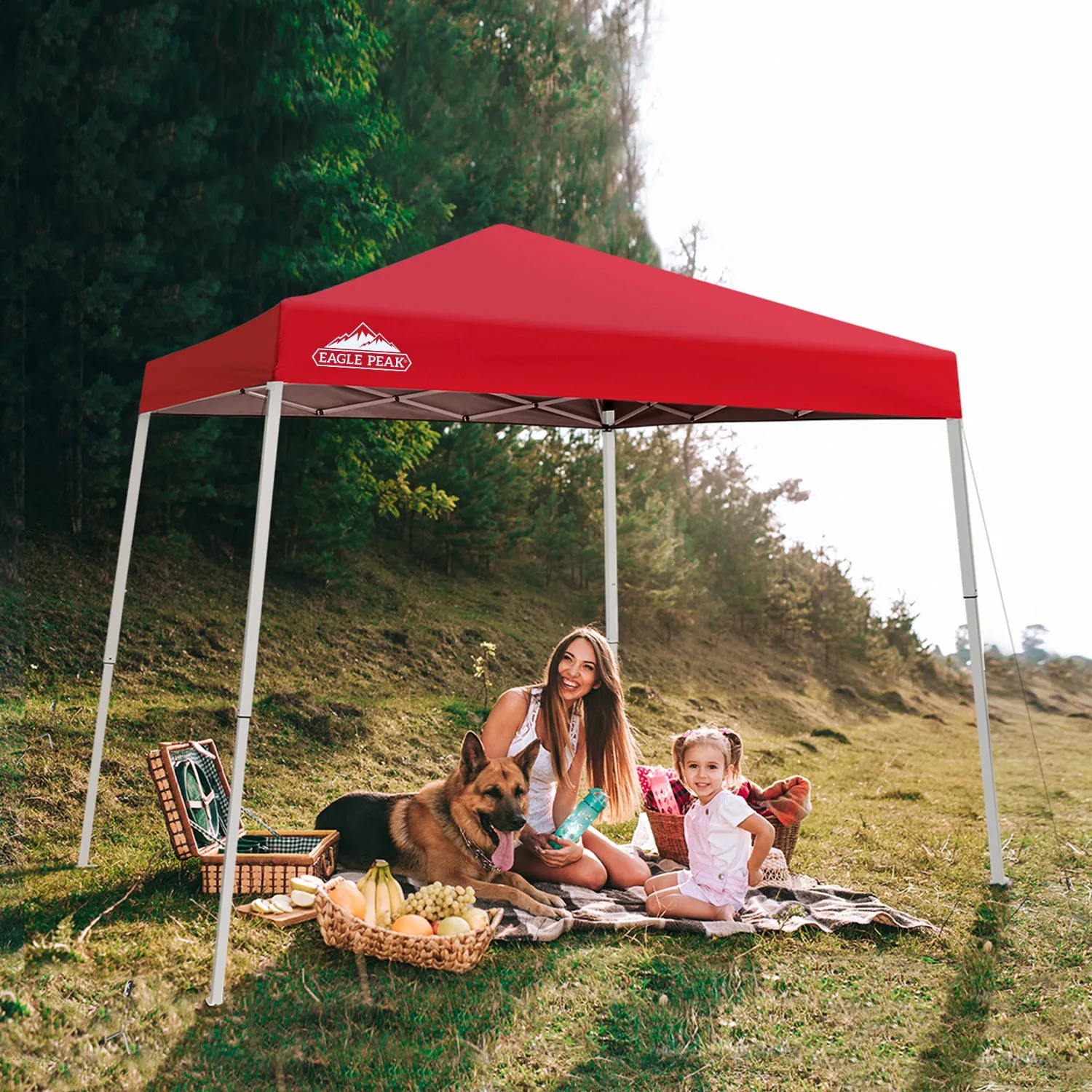 EAGLE PEAK E64 Easy Setup 10x10 Slant Leg Pop up Canopy (64 sqft of Shade)