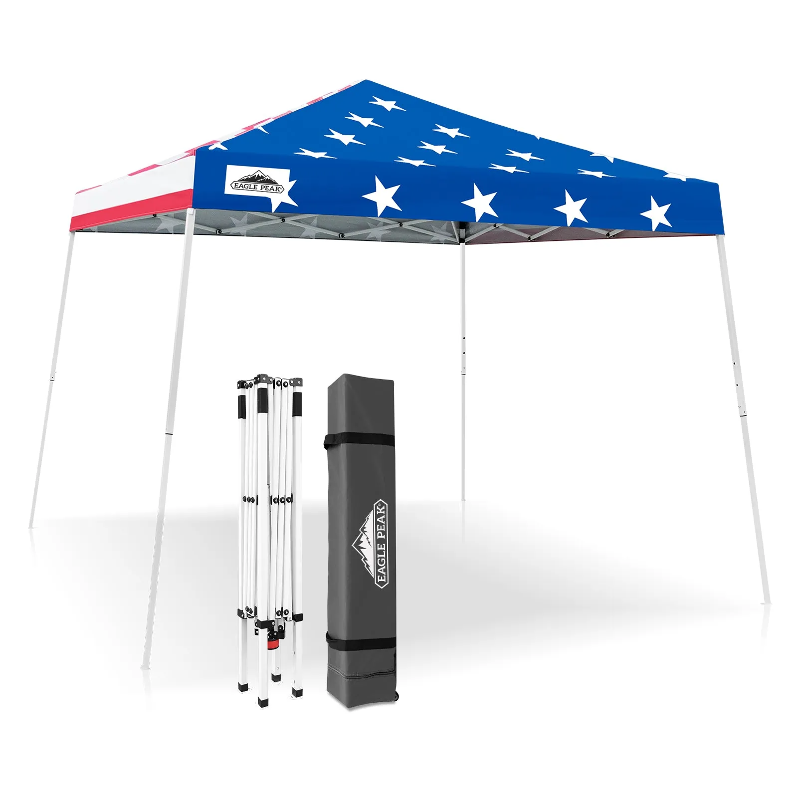 EAGLE PEAK E64 Easy Setup 10x10 Slant Leg Pop up Canopy (64 sqft of Shade)