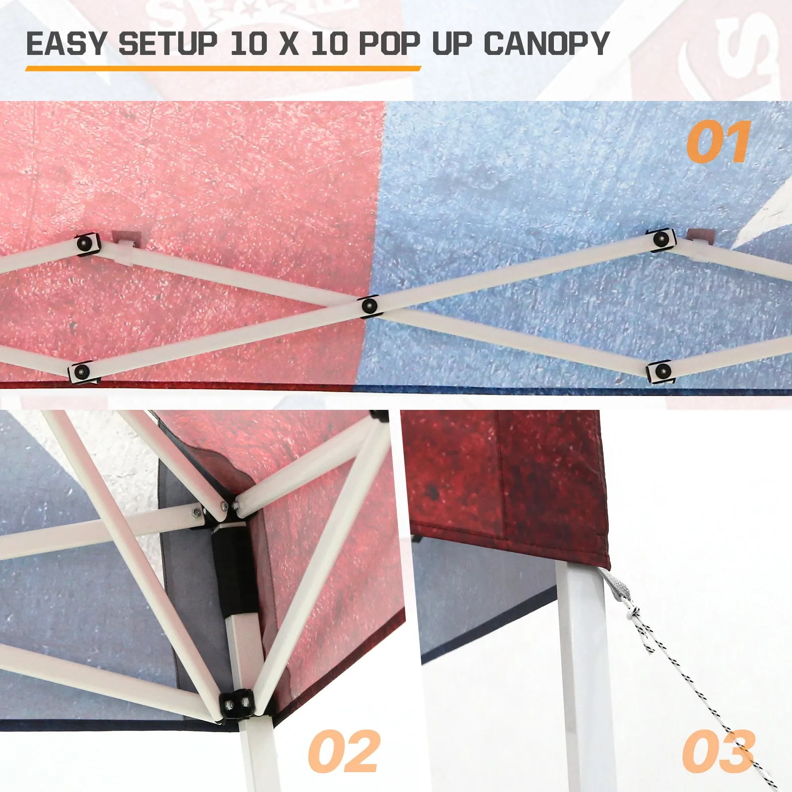 EAGLE PEAK E64 Easy Setup 10x10 Slant Leg Pop up Canopy (64 sqft of Shade)