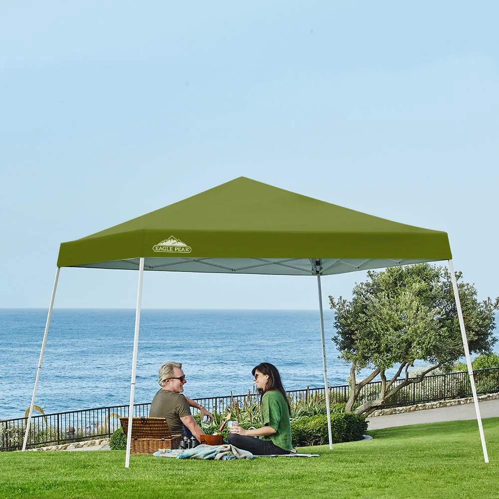 EAGLE PEAK E64 Easy Setup 10x10 Slant Leg Pop up Canopy (64 sqft of Shade)