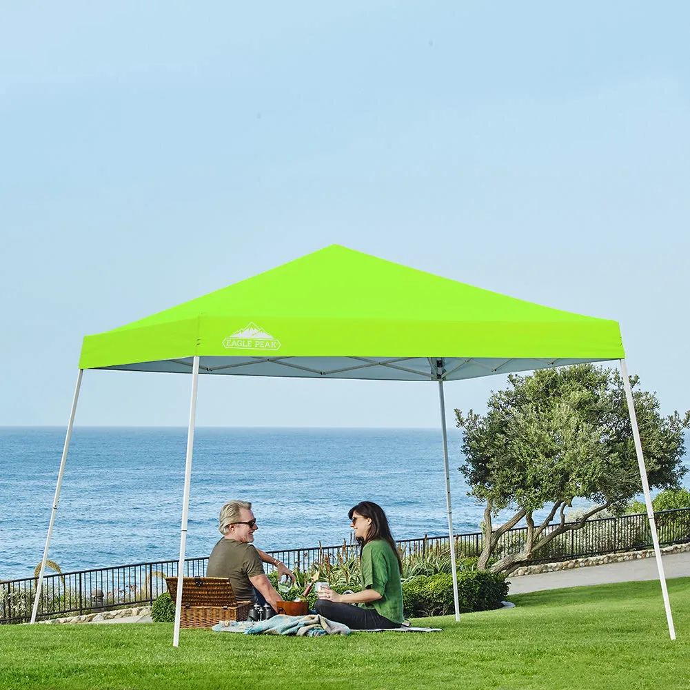 EAGLE PEAK E64 Easy Setup 10x10 Slant Leg Pop up Canopy (64 sqft of Shade)