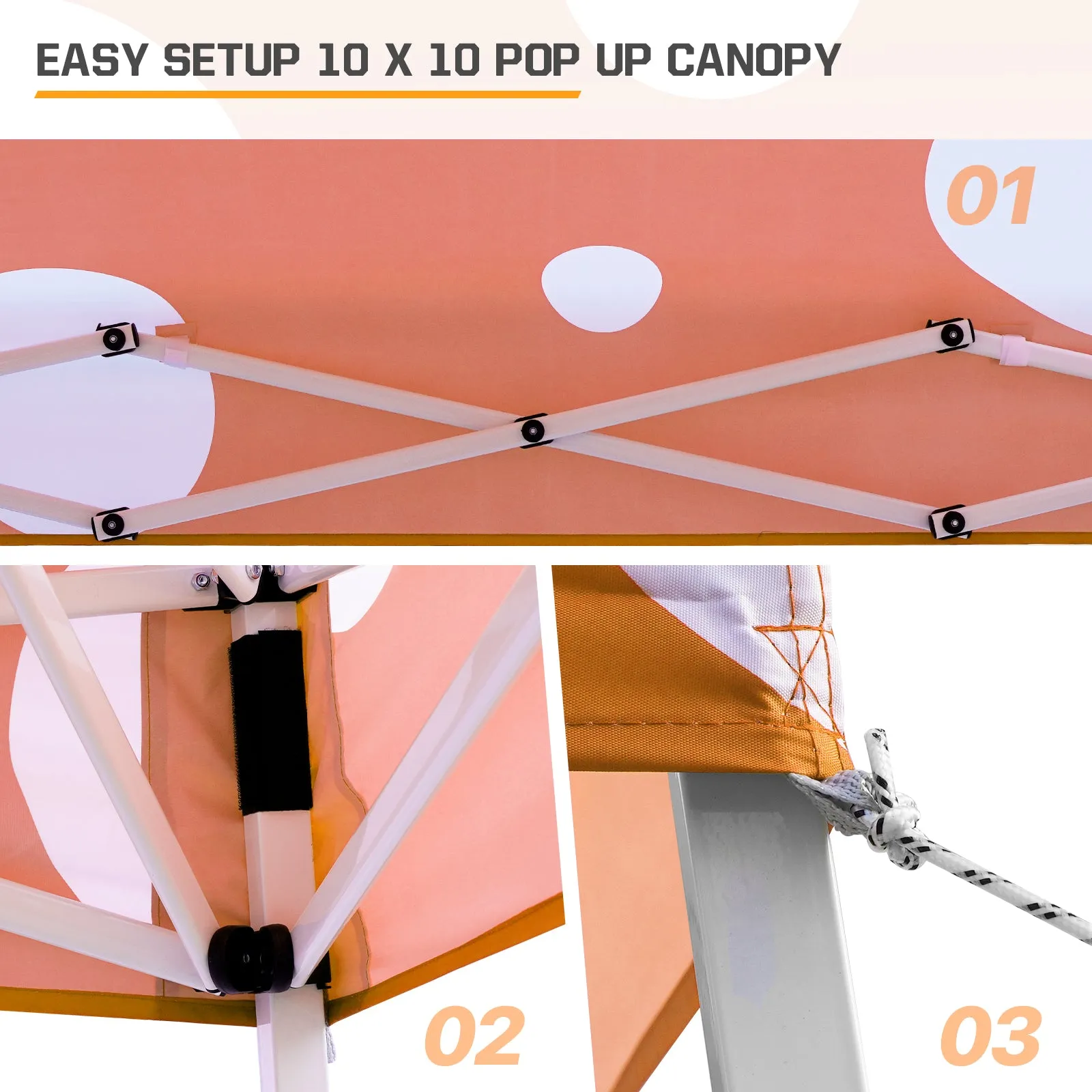 EAGLE PEAK E64 Easy Setup 10x10 Slant Leg Pop up Canopy (64 sqft of Shade)