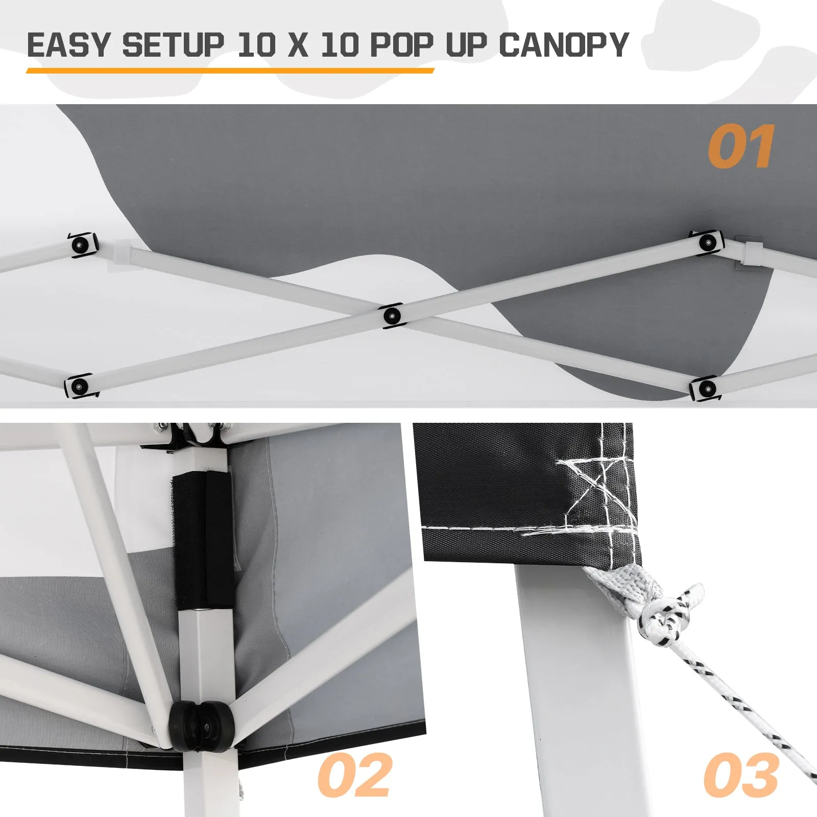 EAGLE PEAK E64 Easy Setup 10x10 Slant Leg Pop up Canopy (64 sqft of Shade)