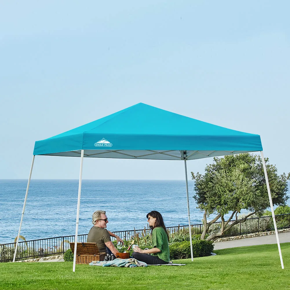 EAGLE PEAK E64 Easy Setup 10x10 Slant Leg Pop up Canopy (64 sqft of Shade)