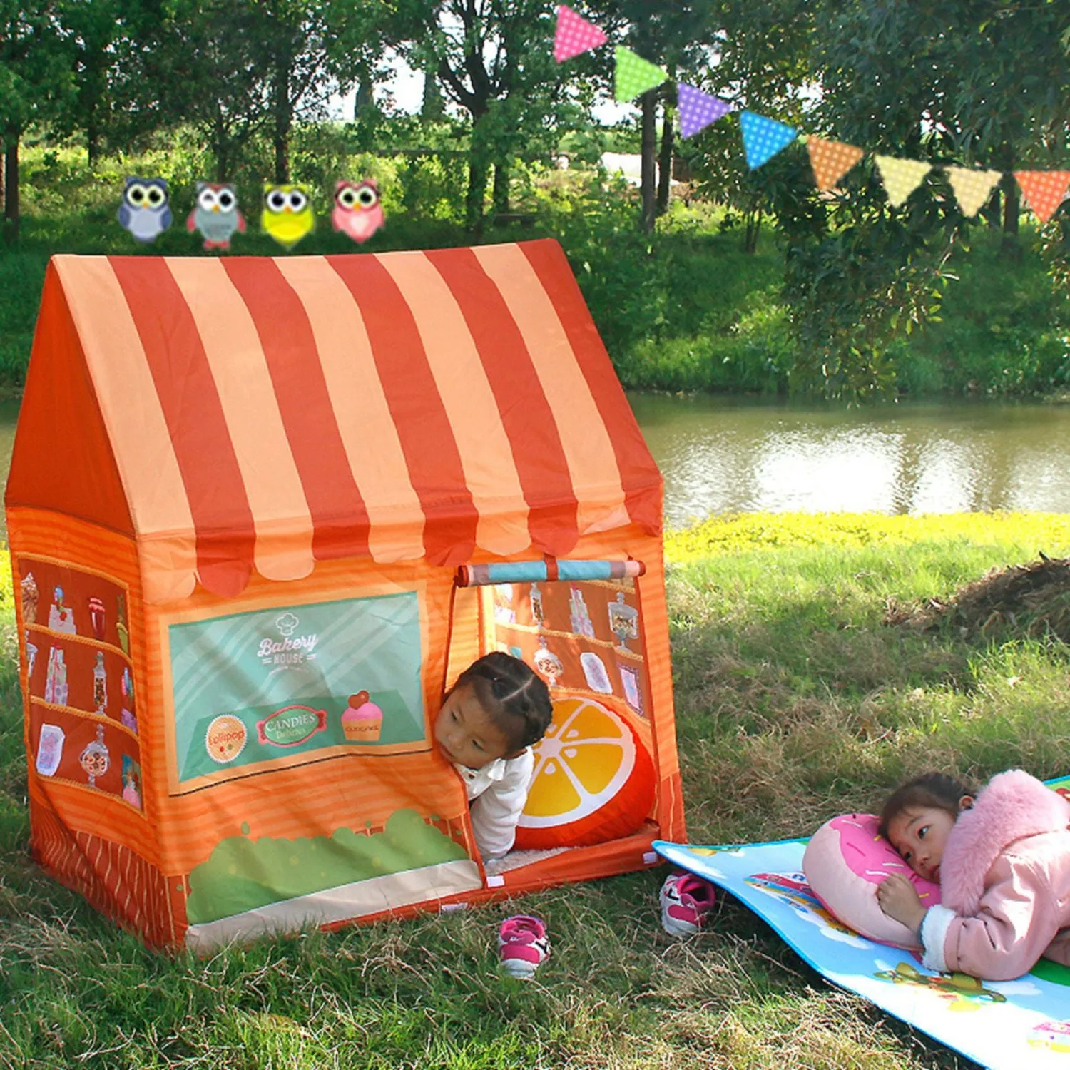 Foldable Dessert House Play Tent with Rolling Door