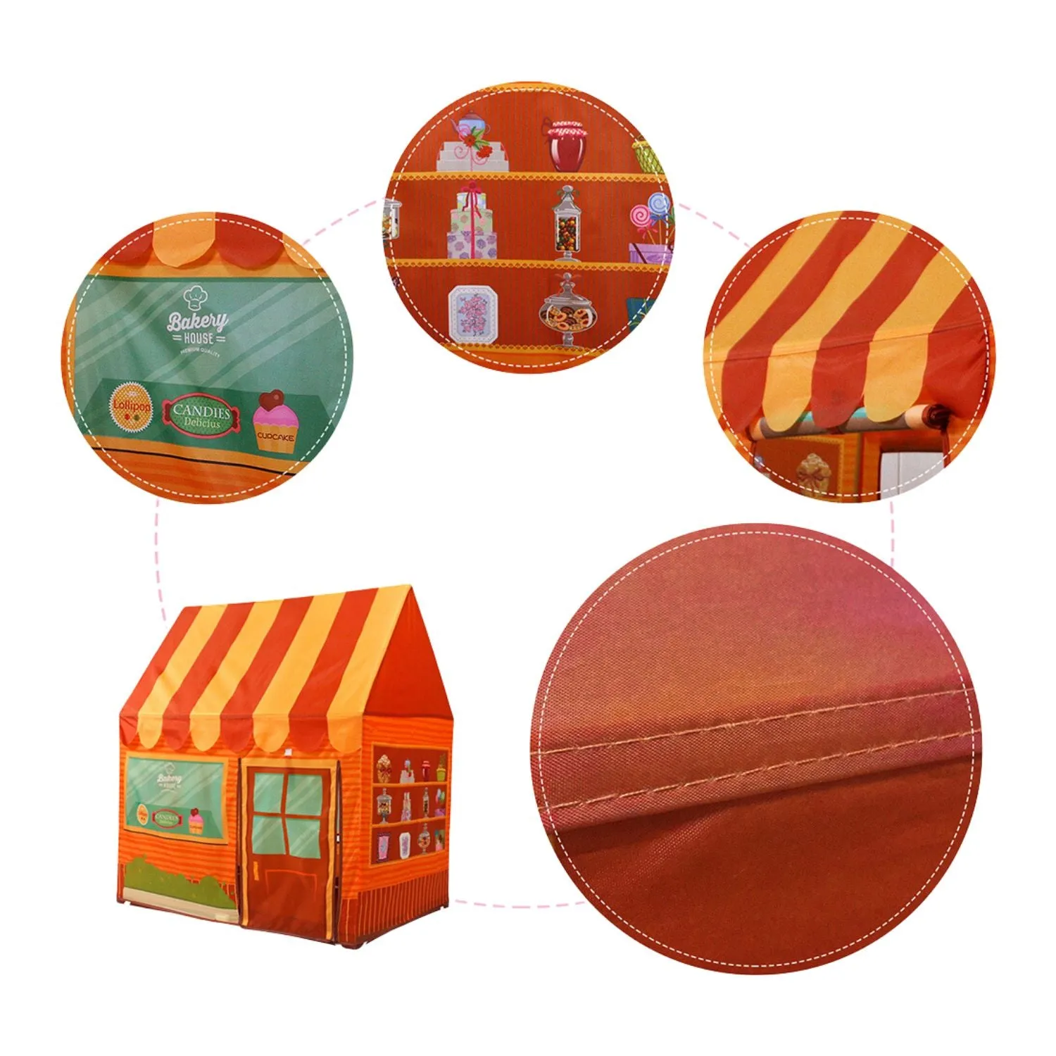 Foldable Dessert House Play Tent with Rolling Door