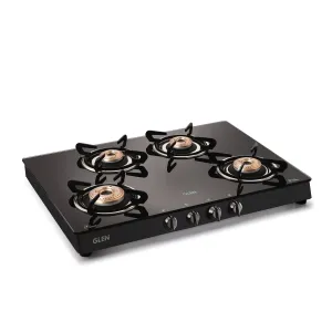 Glen 4 Burner LPG Stove 1044GTBB Black