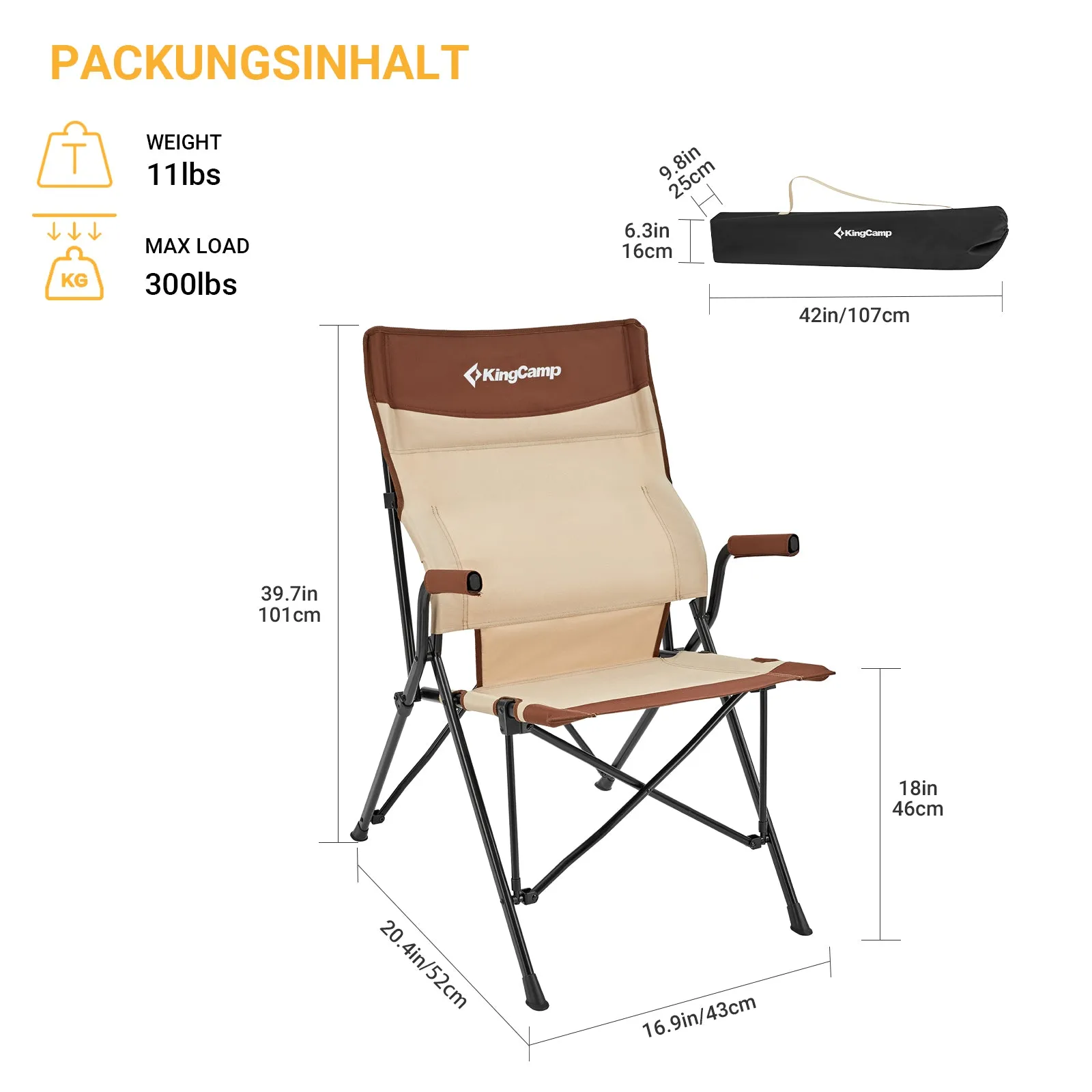 KingCamp Lumbar Support Folding Camping Chair