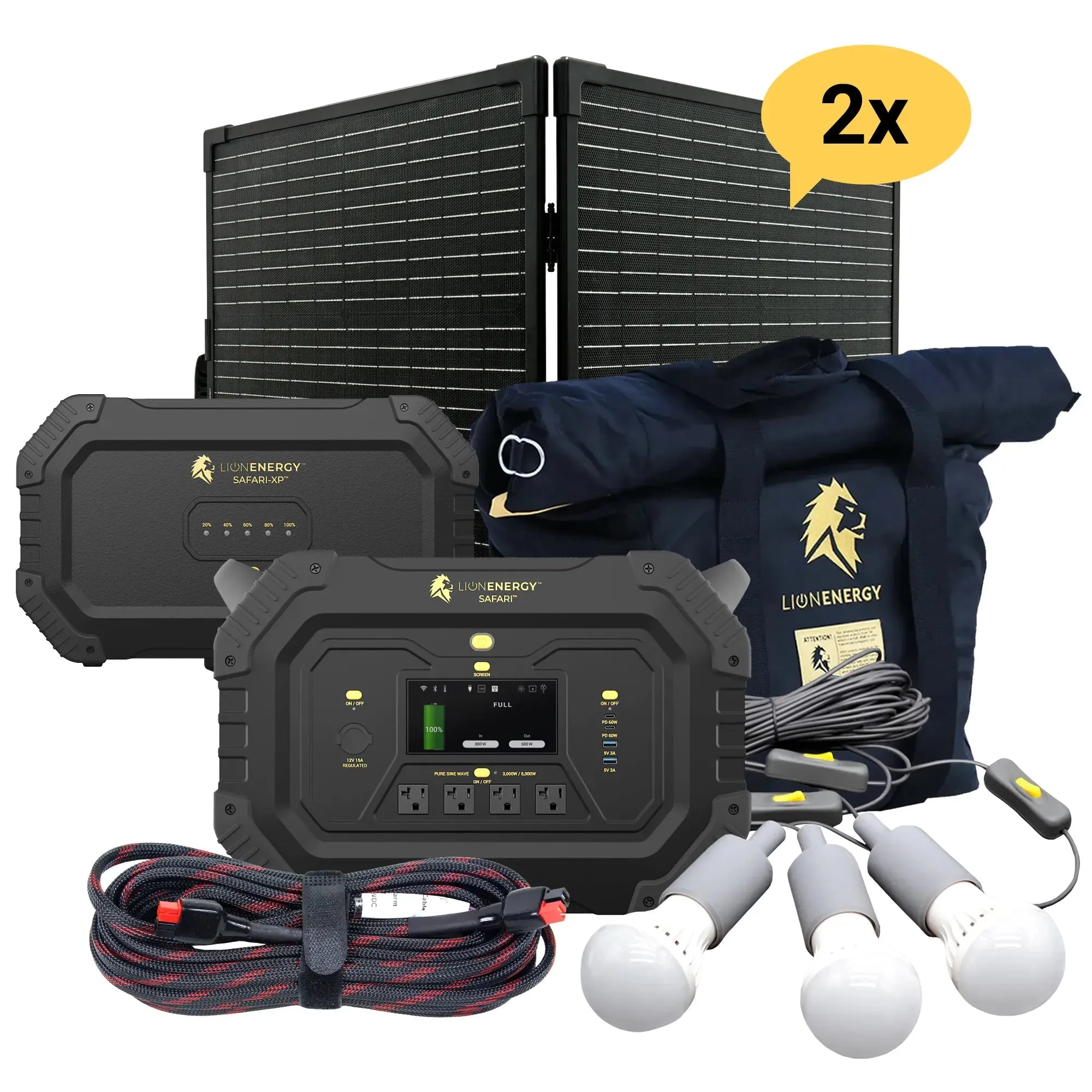 Lion Energy Safari XP - Portable Power Station Bundle