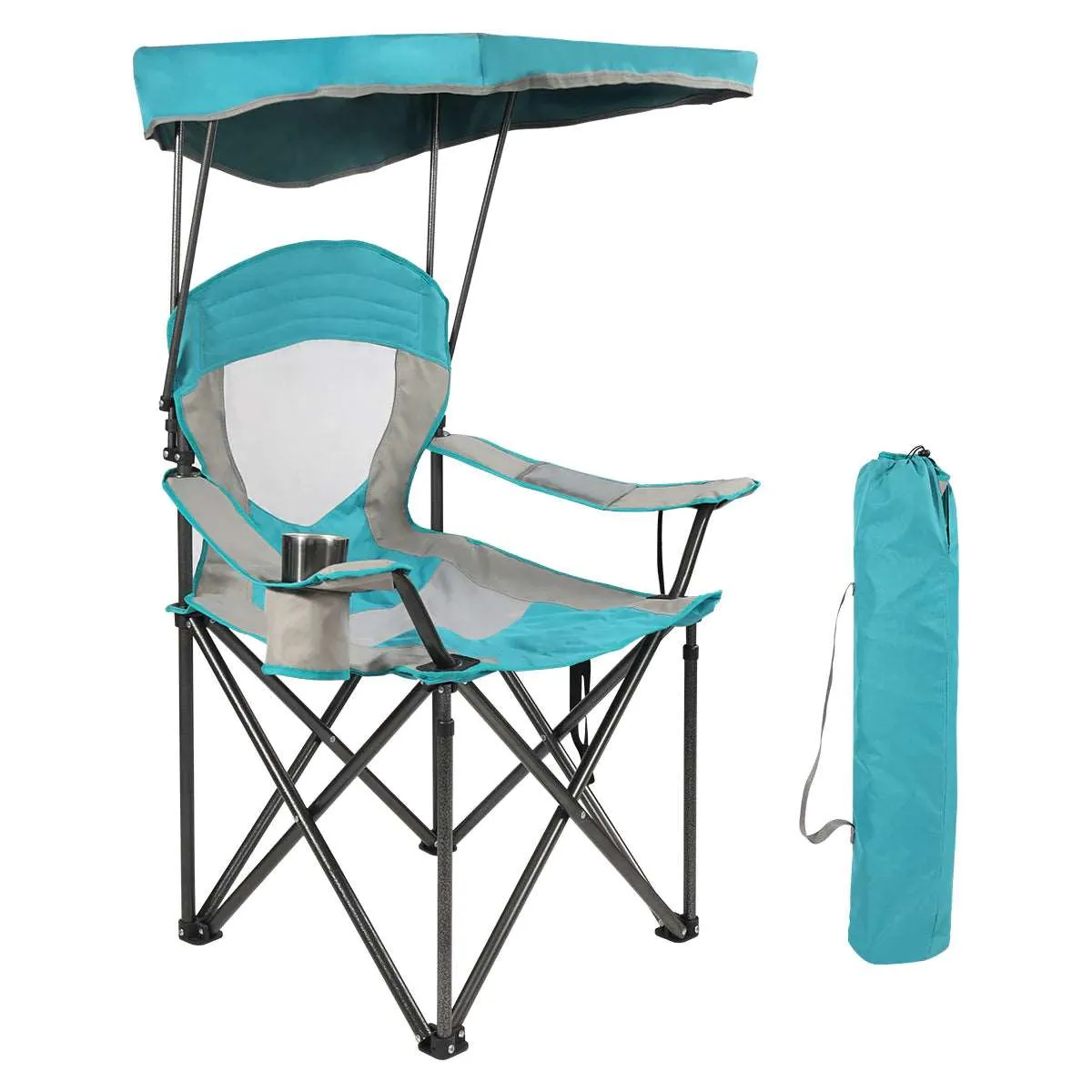 Oversized Folding Camping Chairs with Canopy Shade