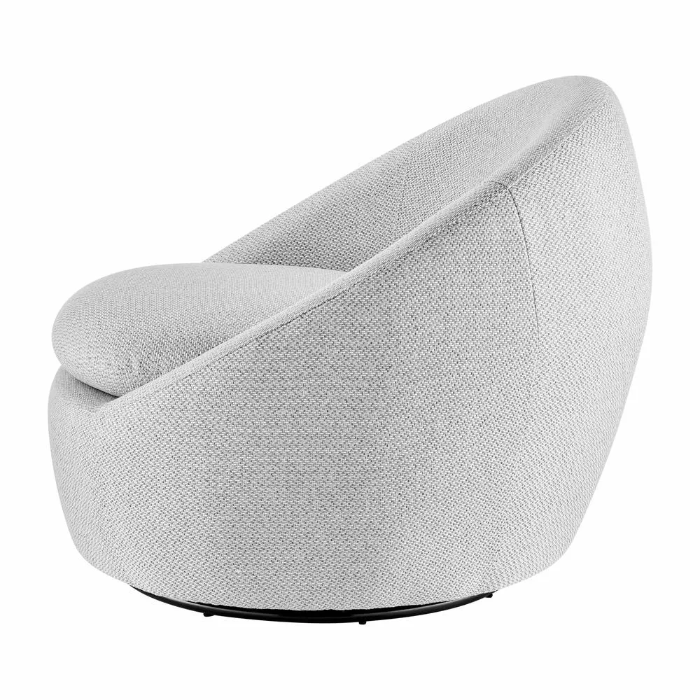 Plush White Fabric Swivel Accent Chair