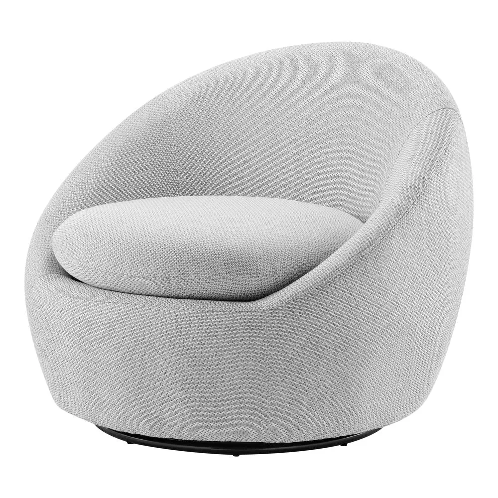 Plush White Fabric Swivel Accent Chair