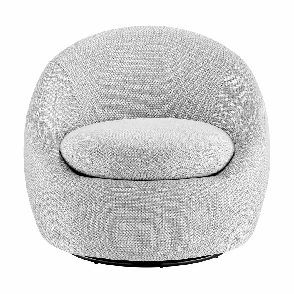 Plush White Fabric Swivel Accent Chair