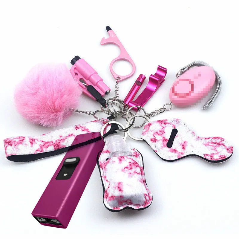 Stun Gun Mini Electroshocker 11-Piece Self Defense Keychain Set